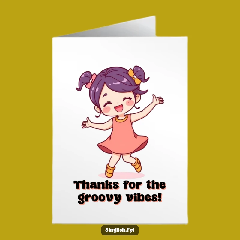Free Printable Dance Thank You Card: Funny Character's joyful downloadable gift