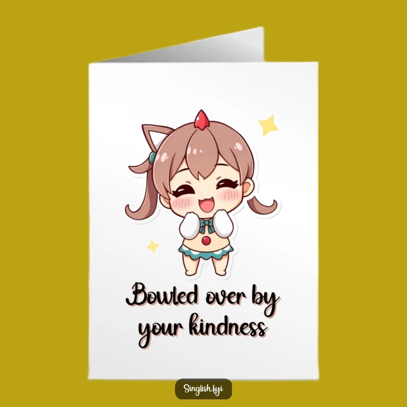 Triumphant Grin Thank You Card Free Printable: Bowing Character Art