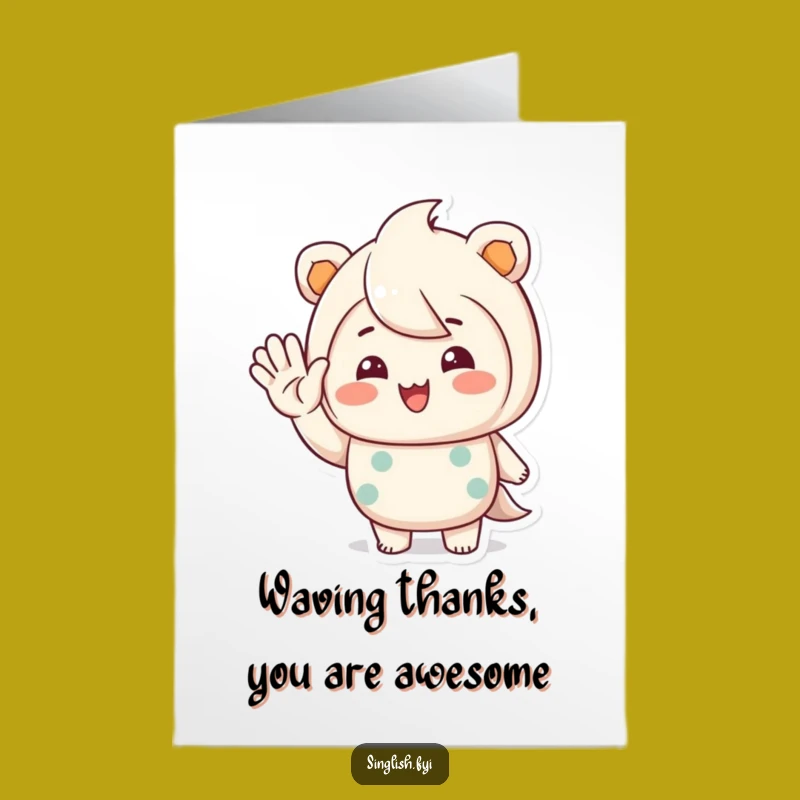 Warm Wave Thank You Card Free Printable: Friendly Character Art