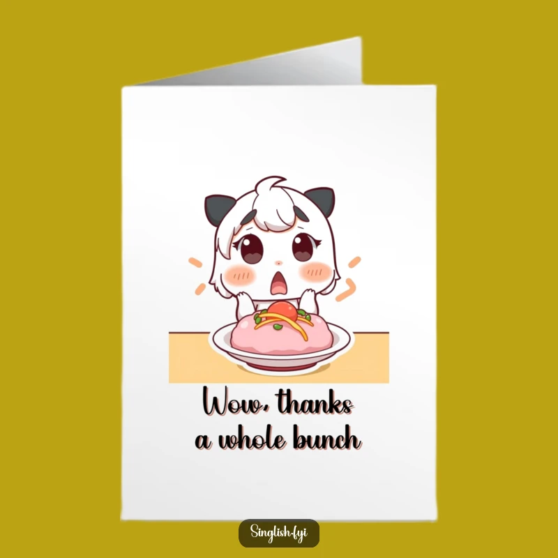 Free Printable Thank You Card: Surprised Foodie Character, Funny Downloadable Gift for Grateful Gasps