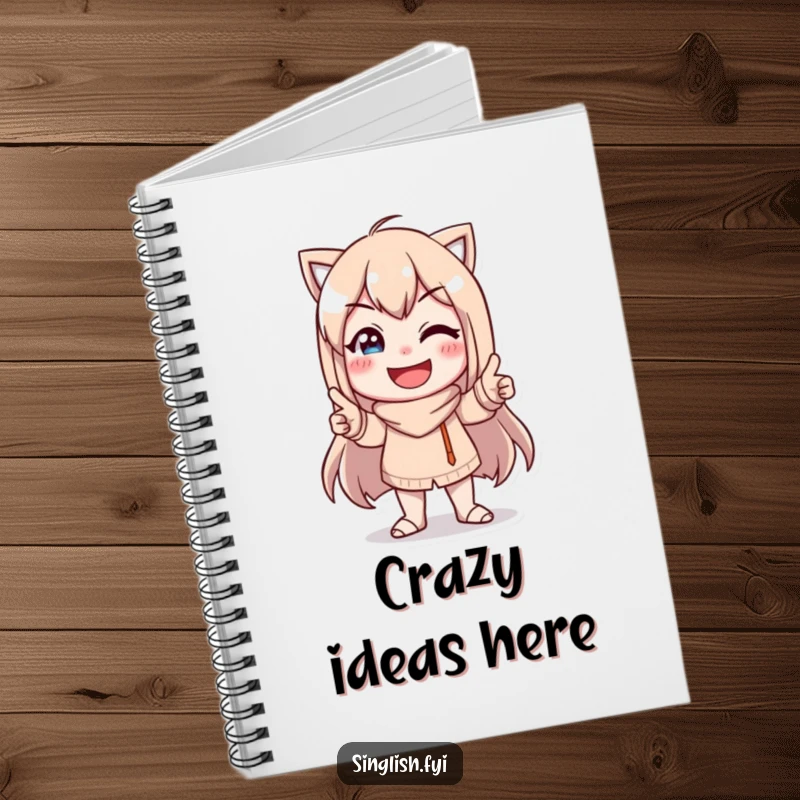 Funny Character Pose Notebook: A notebook cover featuring a character in a funny pose with a goofy smile, perfect for capturing fun ideas.