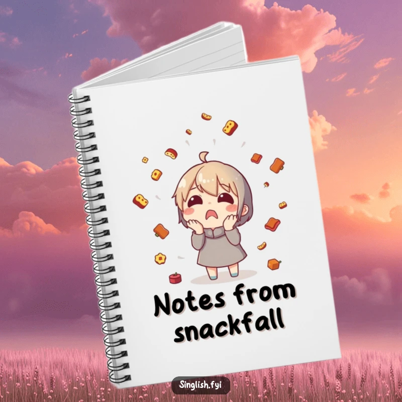 Funny food rain character notebook for jotting down thoughts, ideas, or unexpected culinary experiences.