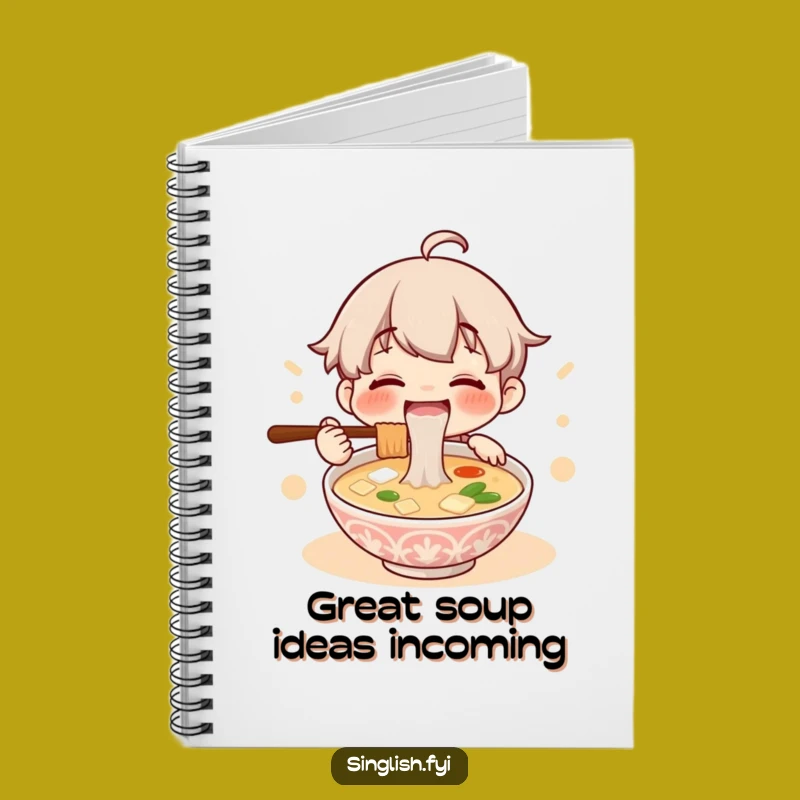 Funny Lontong Soup Notebook: Happy Character Slurping Noodles, Journaling Humor Gift