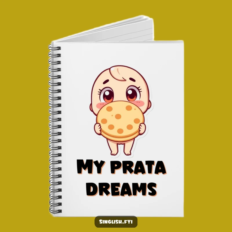 Funny Wide-Eyed Roti Prata Notebook: Hilarious Journal for Foodie Notes
