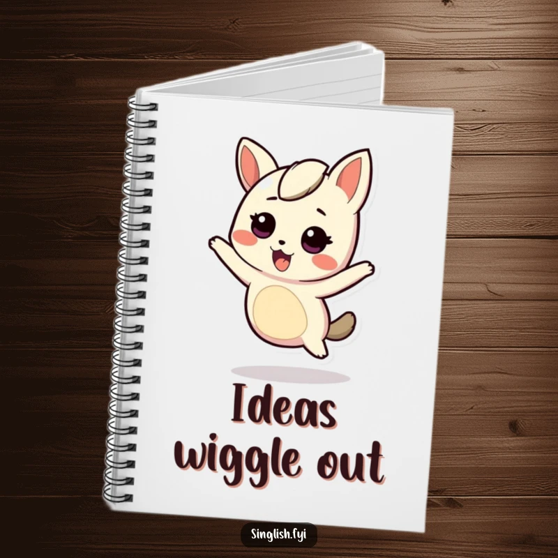 Funny Notebook: A character energetically wiggles, ready for your notes and doodles. Playful stationery.