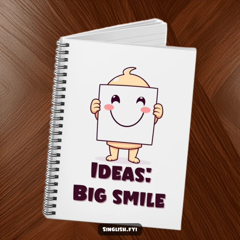 Funny character notebook with a prominent, happy smiley face sign, perfect for jotting down thoughts with a humorous touch.