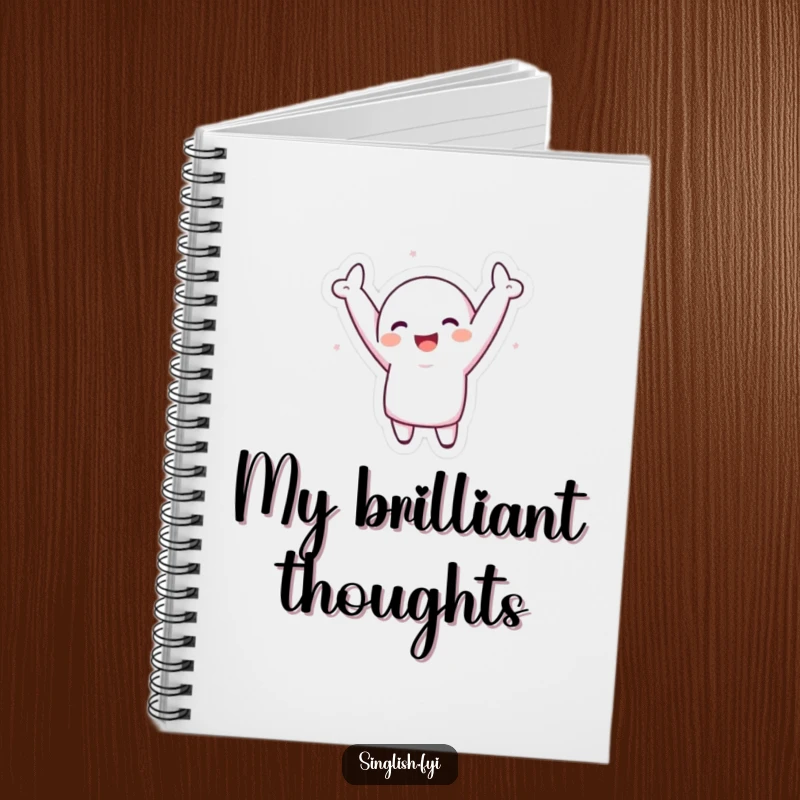Funny Notebook: A character dances energetically with arms raised high, inspiring creative thoughts and silly ideas within its pages.