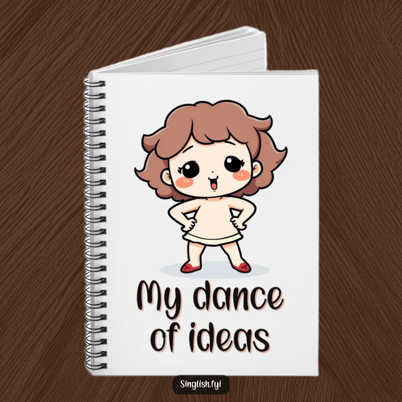 Funny Dancing Character Notebook cover with a cute character performing a silly dance with hands on hips, ideal for writing with style.
