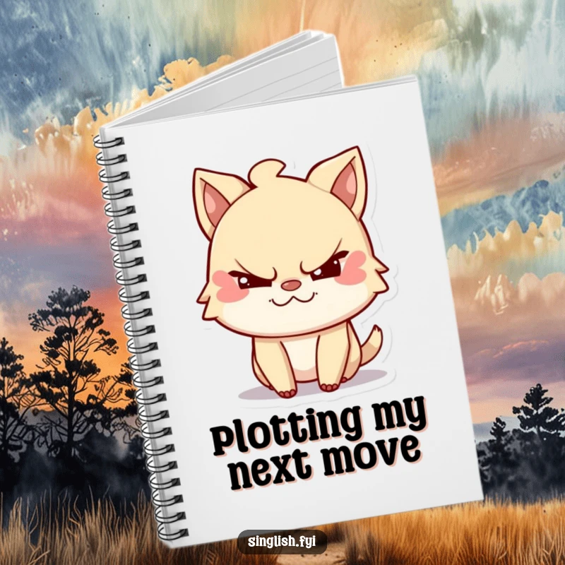 Funny notebook featuring a mischievous character winking playfully, perfect for journaling or note-taking with a humorous touch.