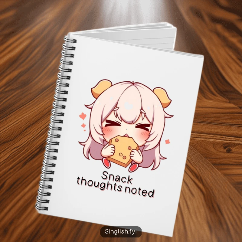 Funny Snack Face Notebook: A lined notebook featuring a character making a funny face while eating a snack, ideal for notes and ideas.