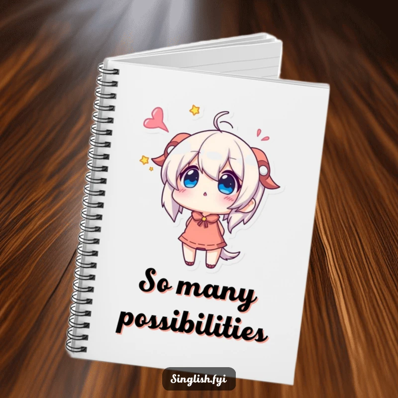 Funny Notebook: A character looks up with wonder, ready for your thoughts. Inspiring stationery.