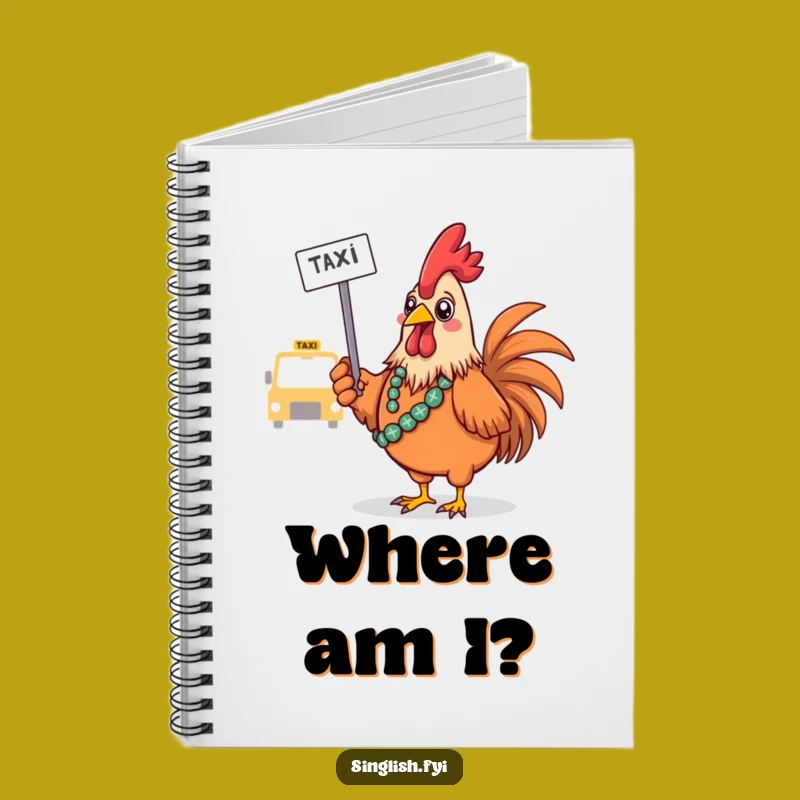 Funny Confused Rooster Taxi Notebook - Jot Down Ideas with Absurd Charm