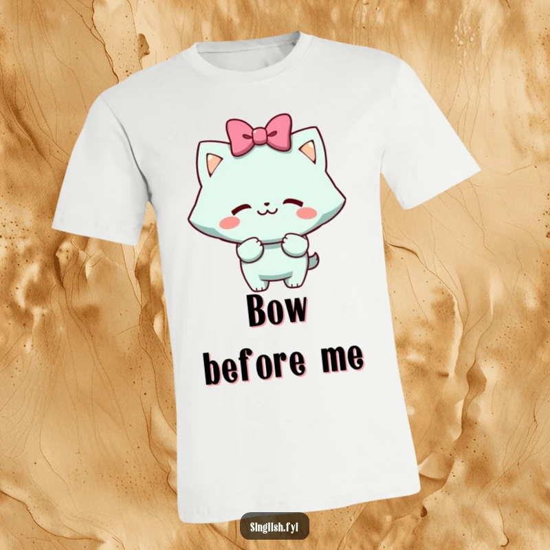 Funny T-Shirt: Character performing a mock bow with a cheeky grin, exuding playful charm and unexpected humor.
