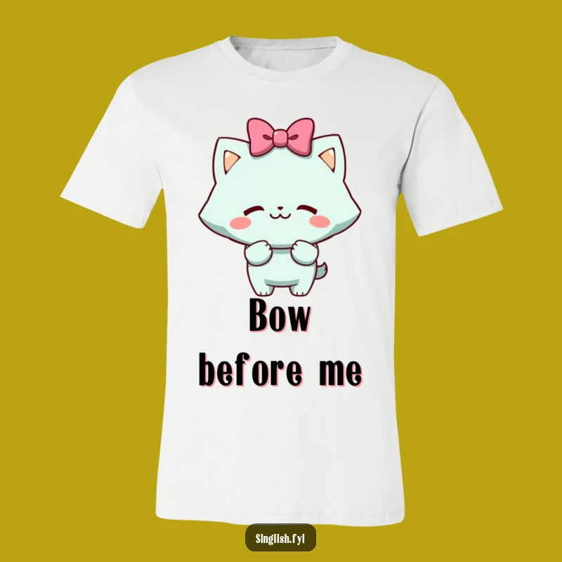 Funny Mock Bow T-Shirt: Cheeky Grin Character Tee for Humorous Gifts