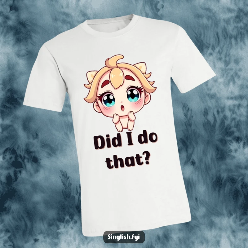 Funny T-shirt showing a character with exaggerated wide eyes and eyebrows, capturing a moment of comical shock and surprise for all to see.
