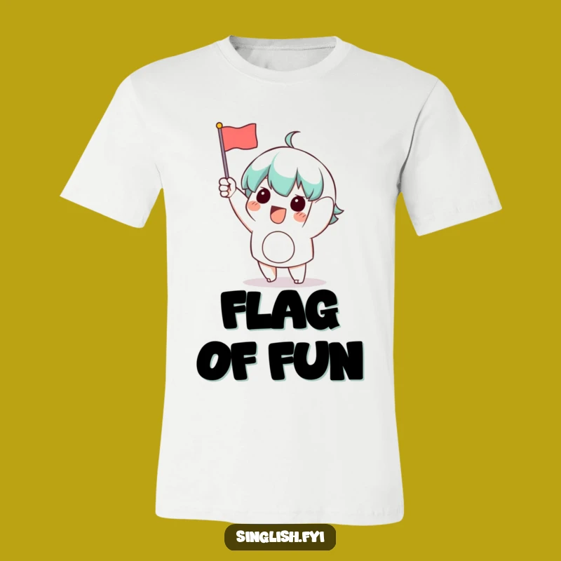 Funny Waving Flag Character T-Shirt: Show Your Enthusiasm with Style