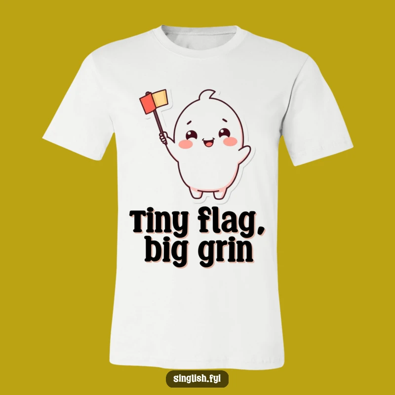 Funny Cheerful Waving Flag Character T-Shirt: Cute & Festive, Ideal Funny Gift