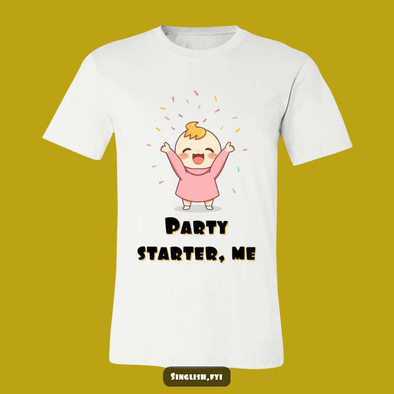 Funny Confetti Thrower T-Shirt: Joyful Character Party Apparel Gift