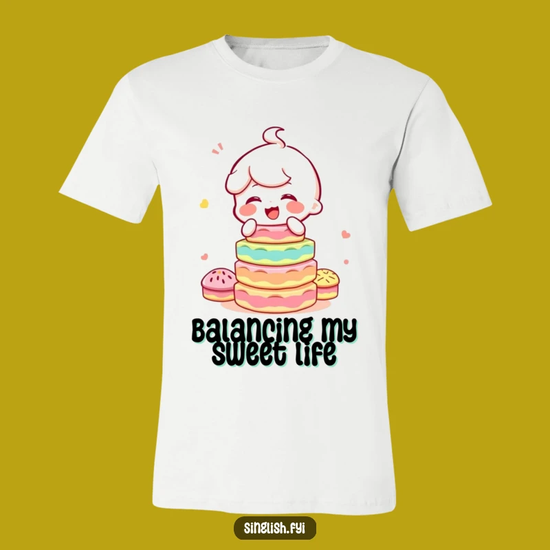 Funny Kuih Giggling T-Shirt: Character Balancing Sweets, Hilarious Gift Idea