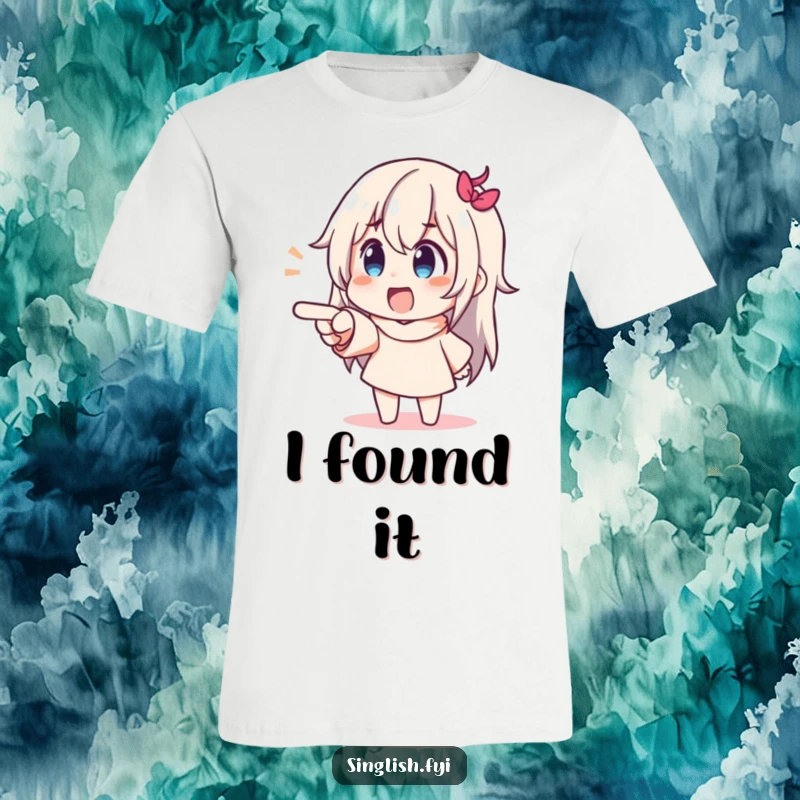 Funny Pointing Character T-Shirt featuring a character exaggeratedly pointing with glee, highlighting a moment of delightful, unseen discovery.