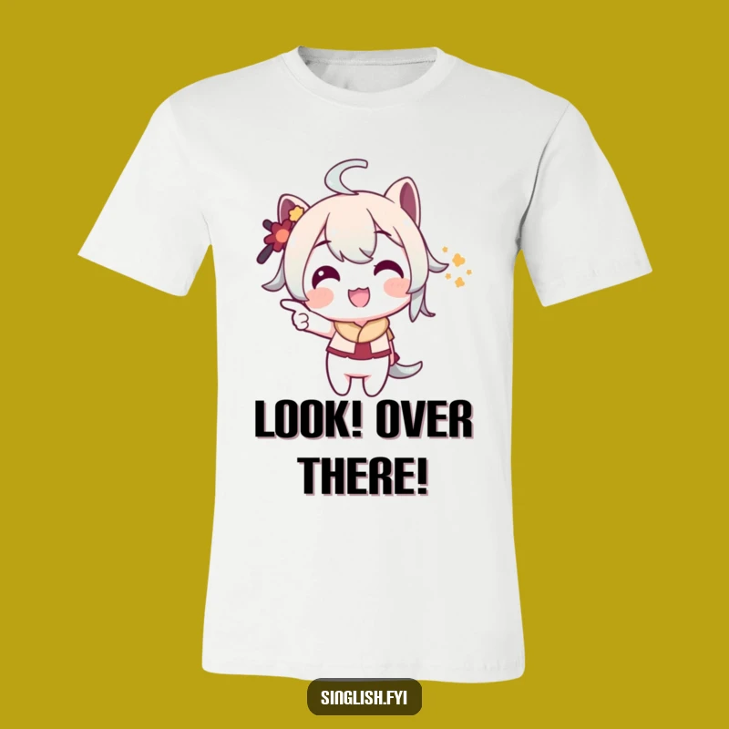 Funny Pointing T-Shirt: Playful Grin Character Tee, Perfect Witty Gift!