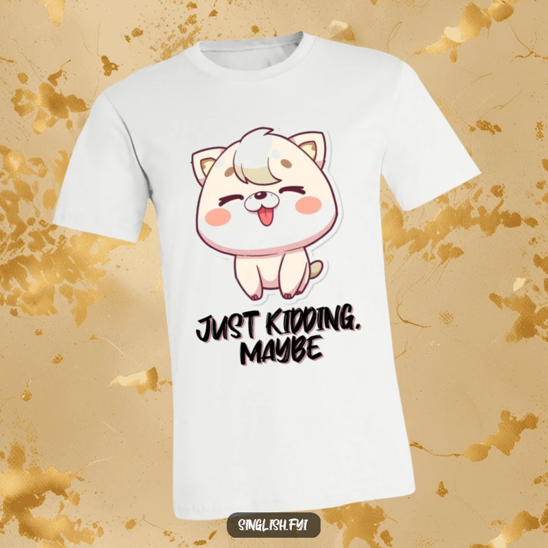 Funny Tongue Out Wink T-Shirt featuring a character winking and sticking its tongue out, a playful and humorous design.