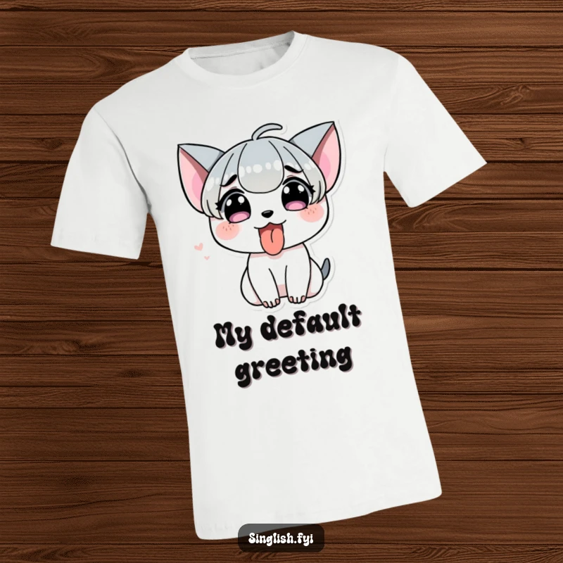 Funny Tongue Out T-Shirt: A character humorously sticking its tongue out, showcasing a playful and cheeky personality.