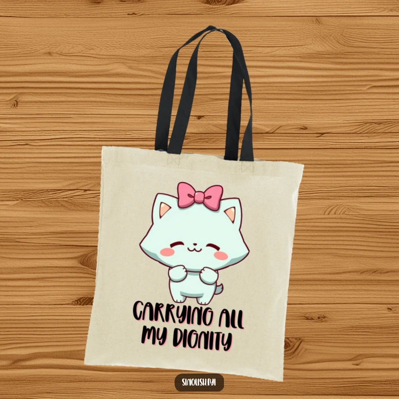 Funny Tote Bag: Character executing a mock bow with a cheeky grin, adding a humorous touch to everyday carrying.
