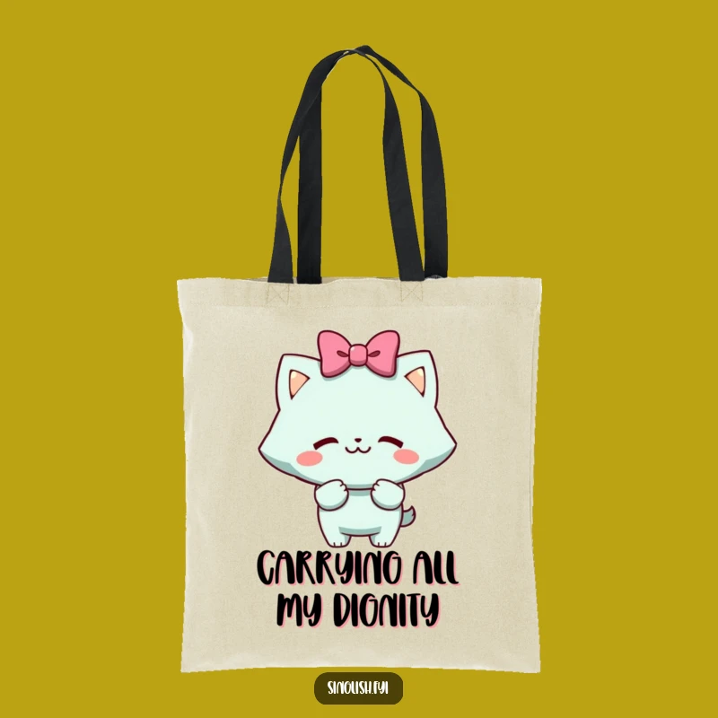 Funny Mock Bow Tote Bag: Cheeky Grin Character Carry-All - Humorous Gift