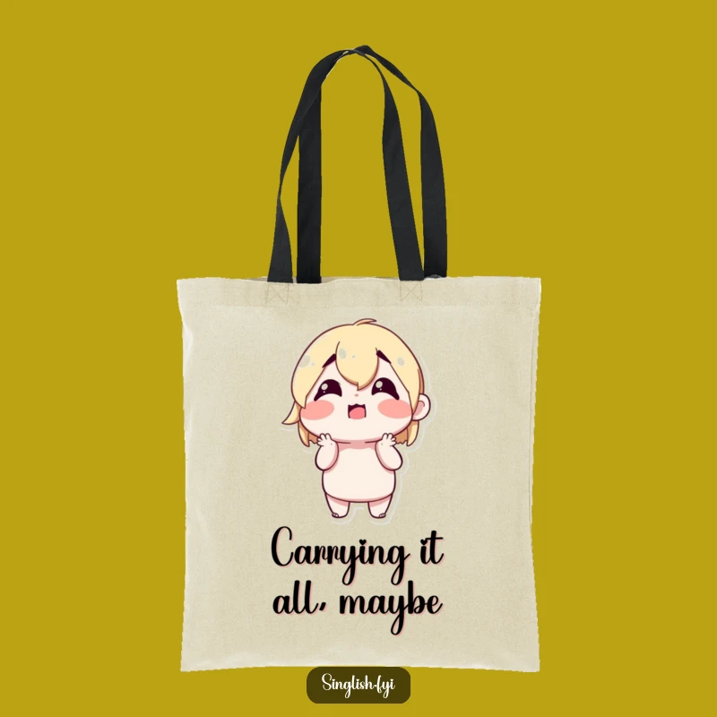 Funny Shrugging Character Tote Bag - Confused Happy Carry-All, Perfect Funny Gift!