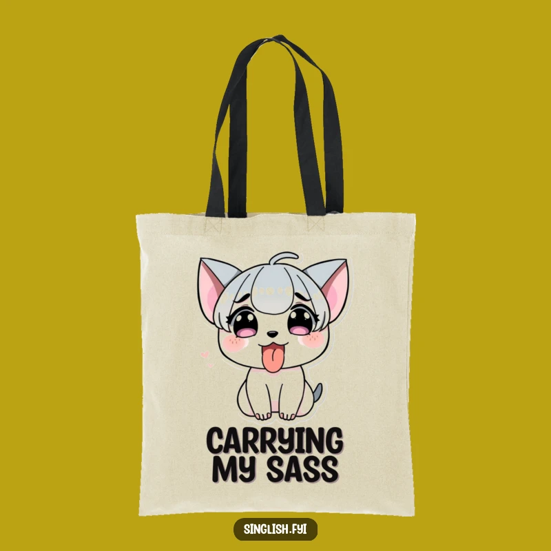 Funny Tongue Out Tote Bag - Cheeky Carrier, Playful Accessory Gift