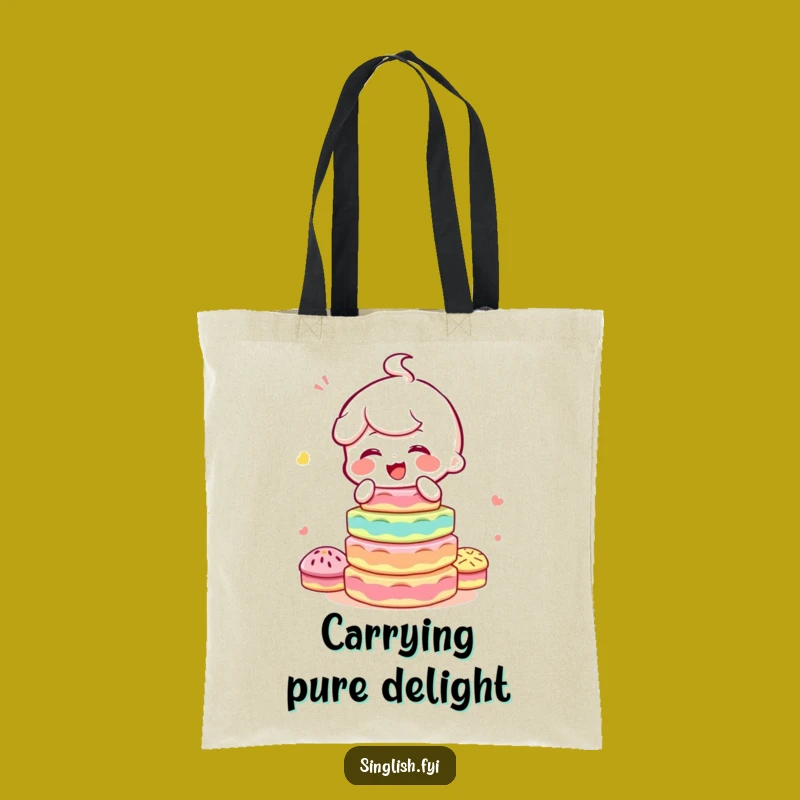 Funny Kuih Balancing Tote Bag: Giggling Character, Practical and Humorous Gift