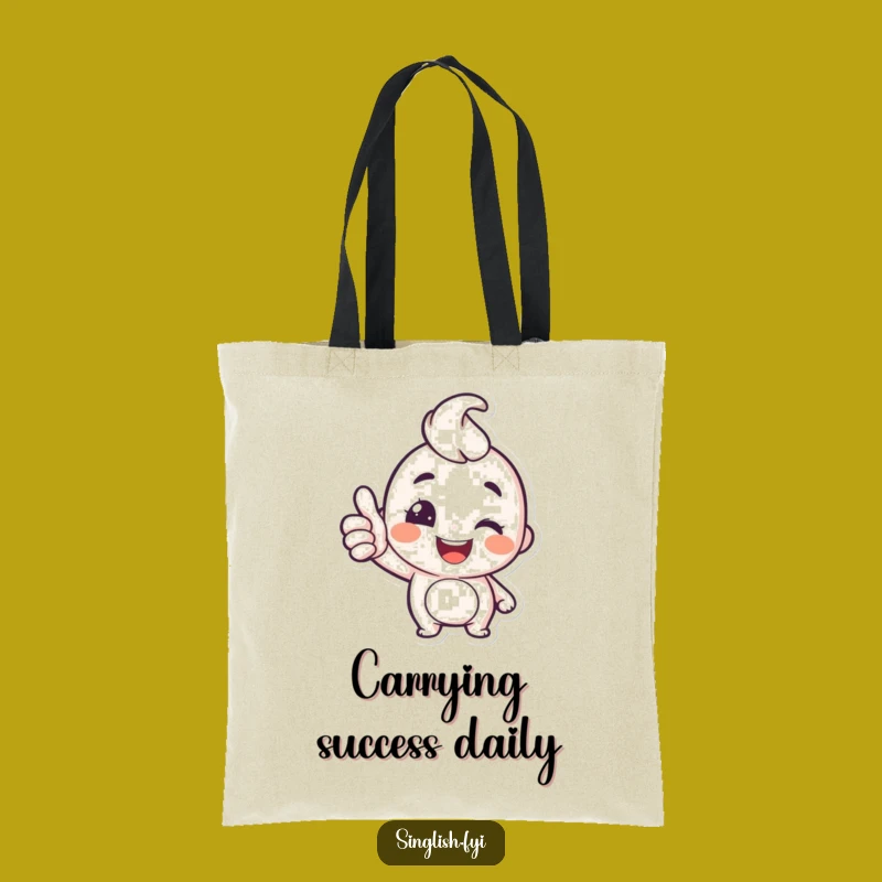 Funny Thumbs Up Tote Bag: Happy Character Wink Carry-All, Perfect Cheerful Gift!