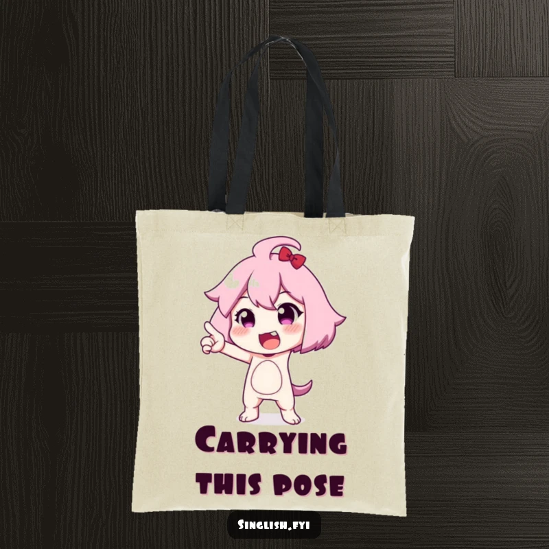 Funny tote bag with a character striking an exaggerated pose, perfect for carrying items with a theatrical, humorous, and attention-grabbing message.