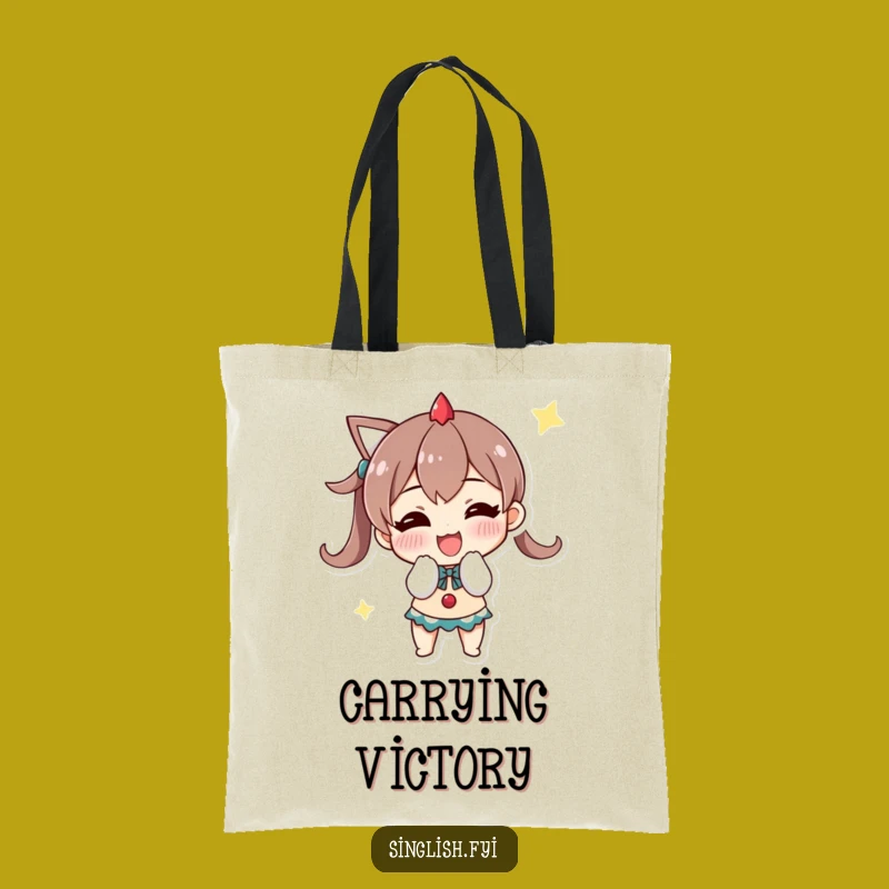 Funny Triumphant Bow Tote Bag: Carry Your Wins with Style!