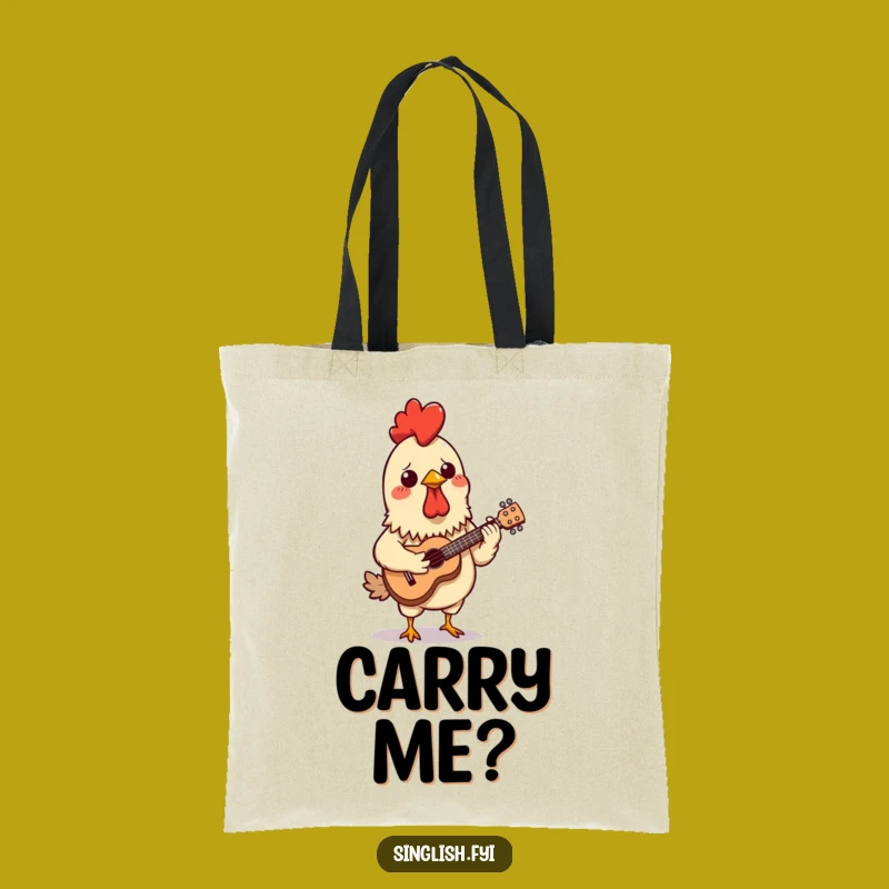 Funny Chicken Skewer Tote Bag - Confused Ukulele Player Bag, Practical Funny Gift