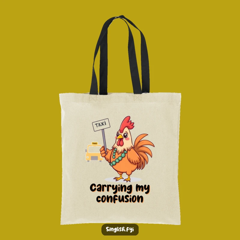 Funny Confused Rooster Taxi Tote Bag - Humorous Travel Accessory Gift