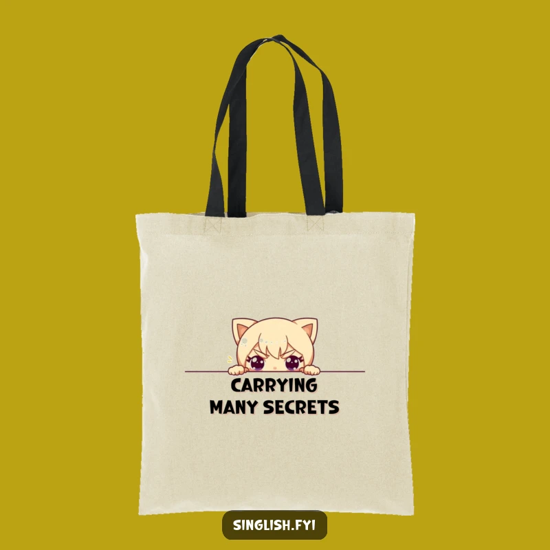 Funny Peeking Character Tote Bag - Carry Your Mischief in Style