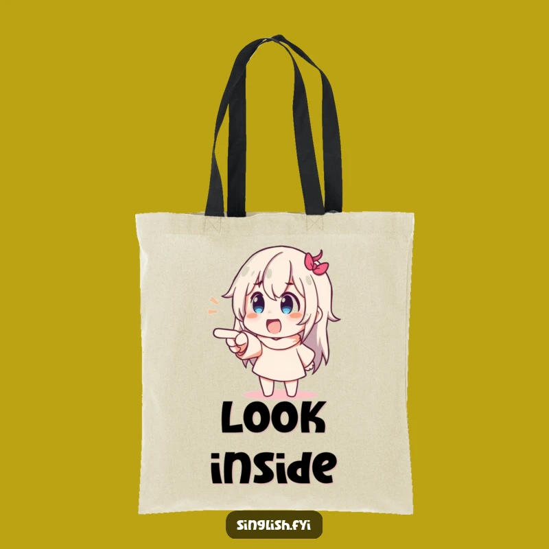 Funny Pointing Character Tote Bag: Carry Your Discoveries with Delight!