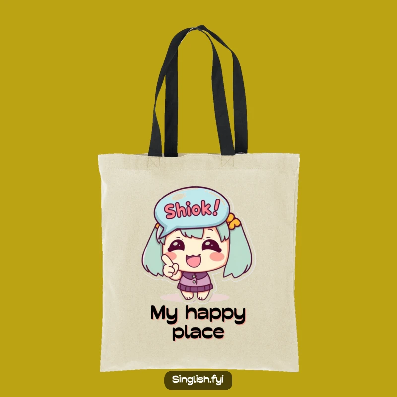 Funny 'Shiok!' Bubble Tote Bag: A Hilarious Gift for Happy Haulers!