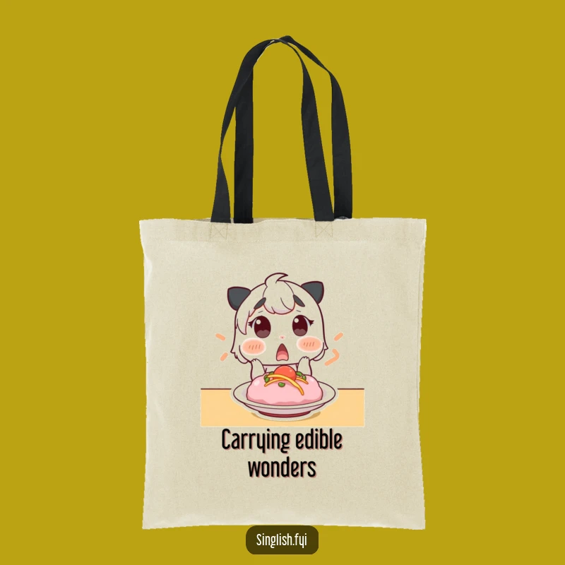 Funny Surprised Foodie Tote Bag, Gasping Dish Carryall, Chic Gift