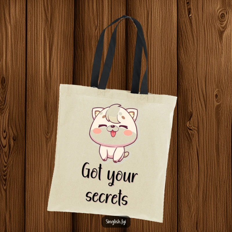 Funny Tongue Out Wink Tote Bag with a character winking and sticking its tongue out, a humorous and practical accessory.