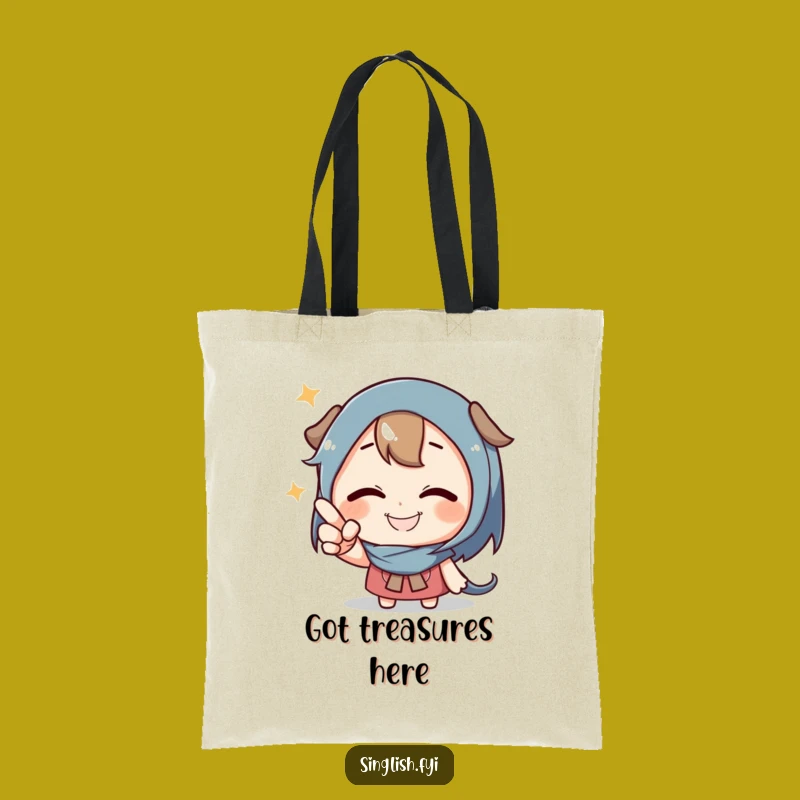 Funny Pointing Character Tote Bag - Playful Mystery Accessory Gift