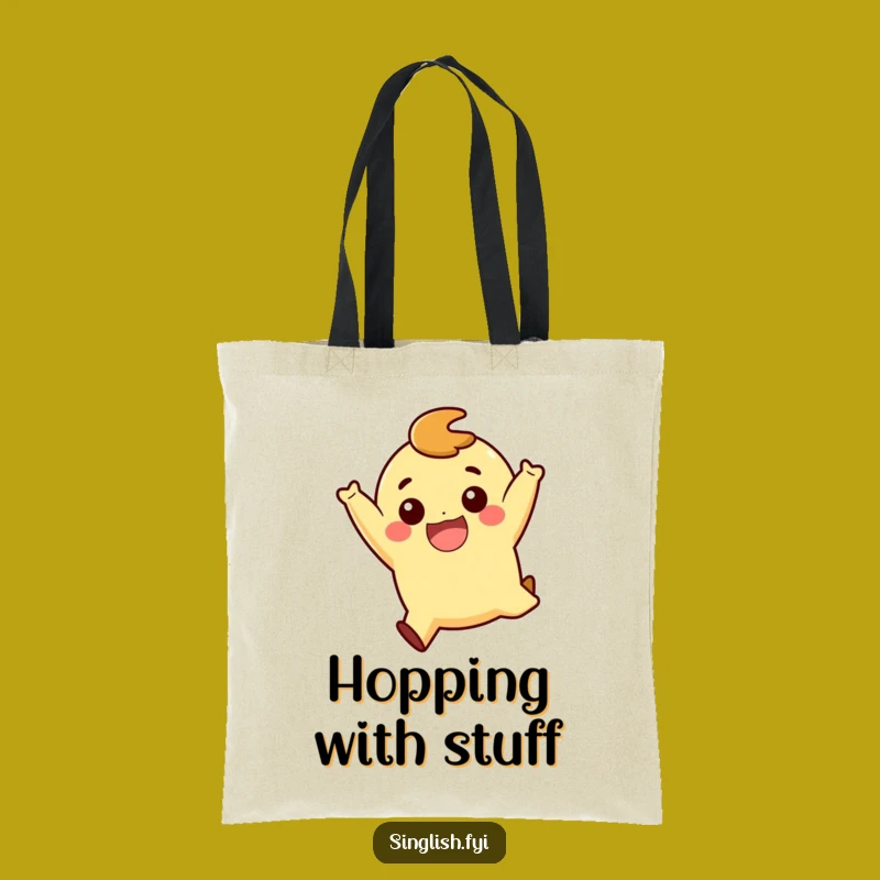 Funny Playful Jump Character Tote Bag: Carry Your Joyful Spirit