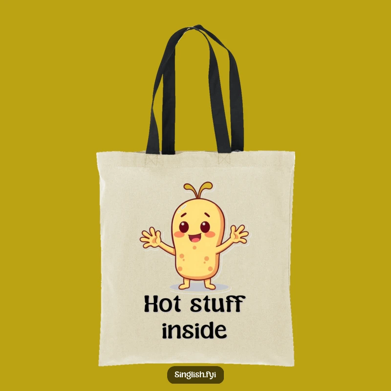 Funny Roti Tote Bag: Cheerful Fanning Character Carry-All Gift