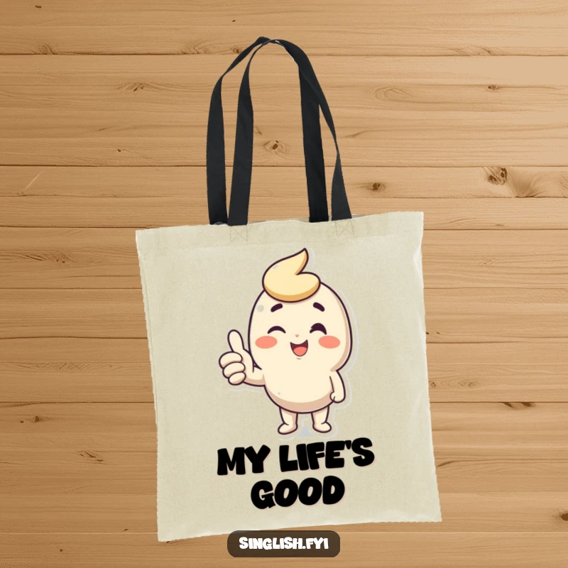 Funny Wink Thumbs Up Tote Bag showing a character’s positive thumbs up and wink, a humorous and practical accessory for daily use.