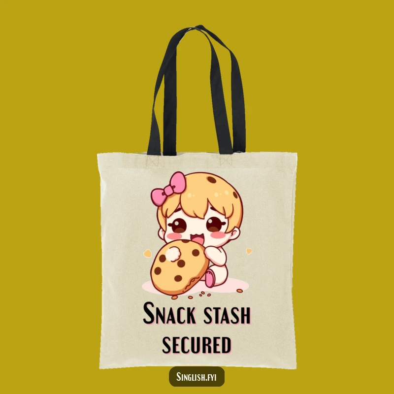 Funny Happy Cookie Muncher Tote Bag: Cute Character Snack Bag, Perfect Funny Gift